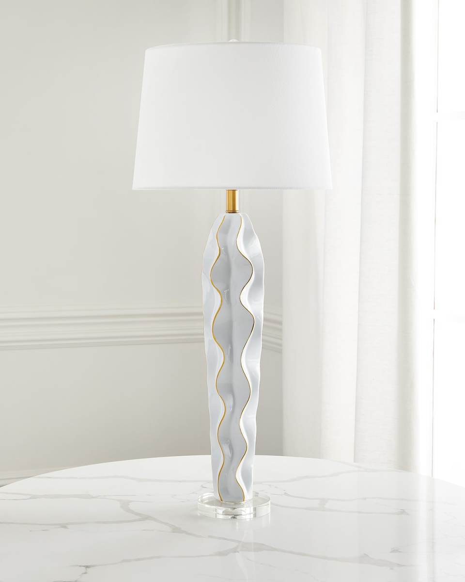 Celadon Hannah Ceramic Wave Lamp